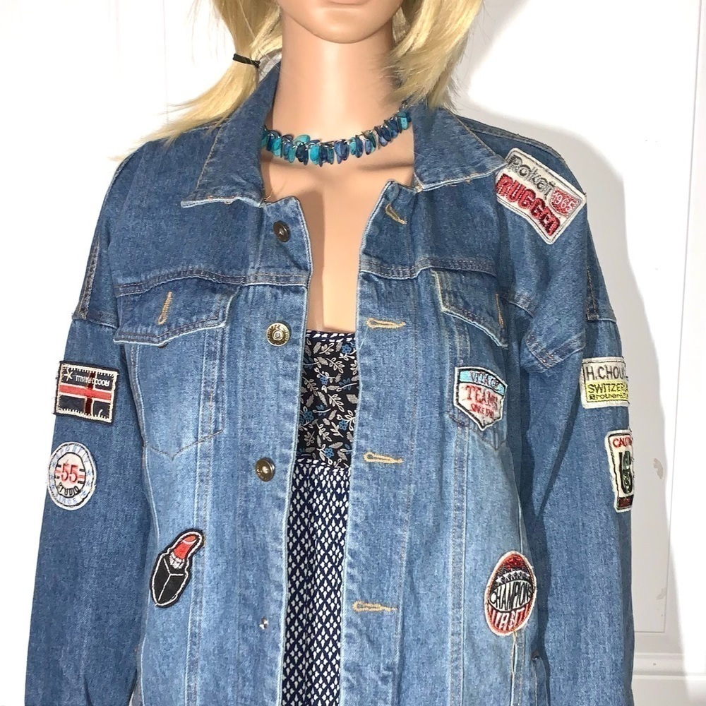 Jean/Denim Jacket with Patches XL - Picture 1 of 12